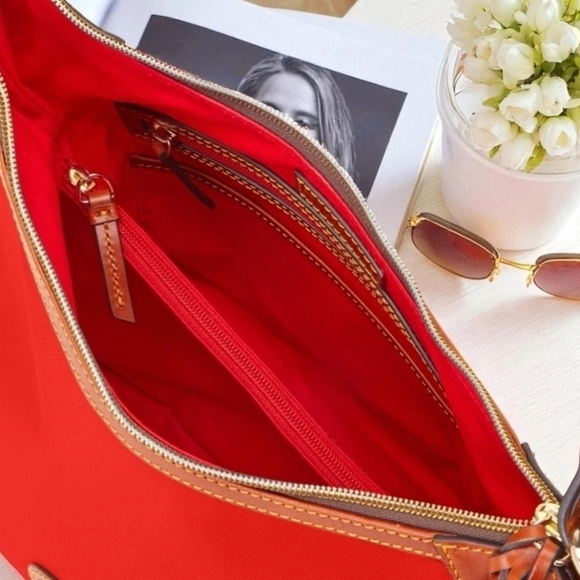 Dooney & Bourke Red Nylon Large Erica Shoulder Bag - Picture 4 of 7